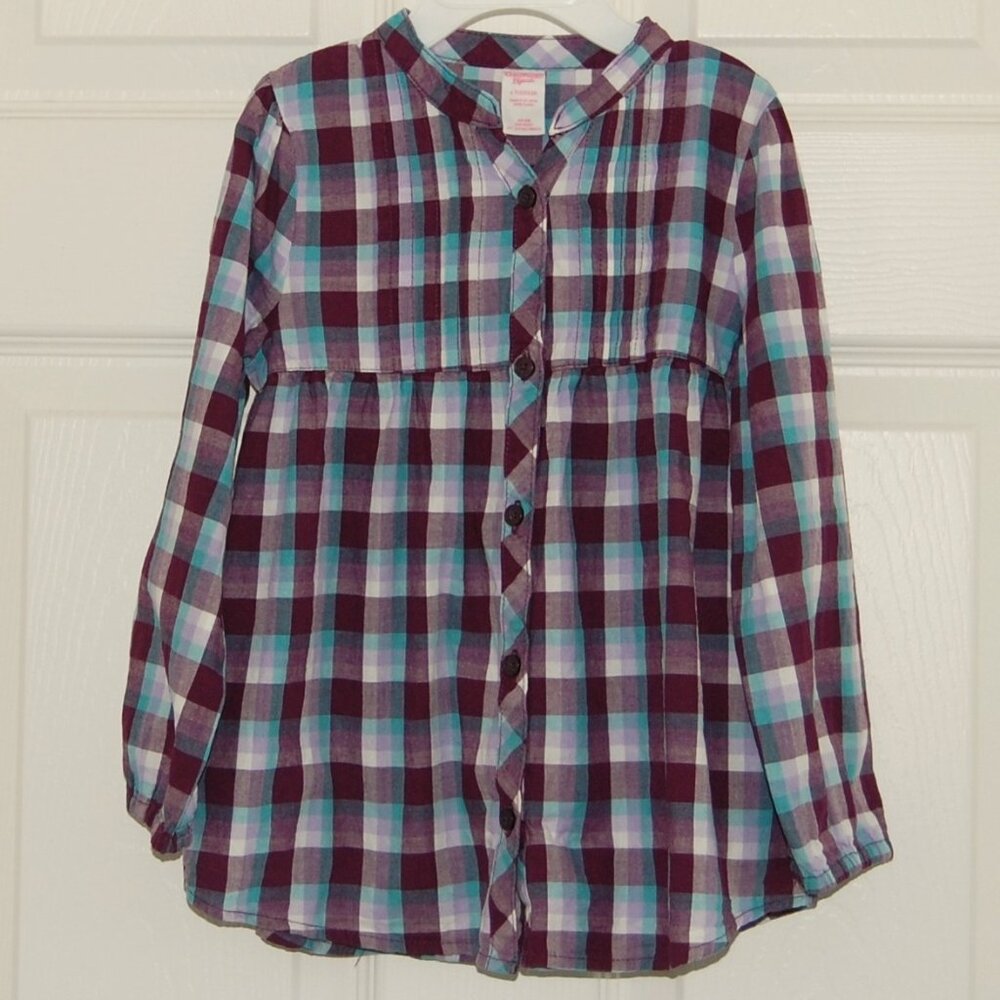 Oshkosh B'gosh Girls 4T Button-Down Plaid Robe Summer Dress, 100% Cotton - Picture 4 of 5